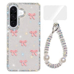 Custodia per telefono IMD con fiocco colorato scintillante e bracciale, For Samsung Galaxy A57 5G, For Samsung Galaxy A37 5G