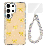 Custodia per telefono IMD con fiocco colorato scintillante e bracciale, For Samsung Galaxy S24 5G, For Samsung Galaxy S23 Ultra 5G