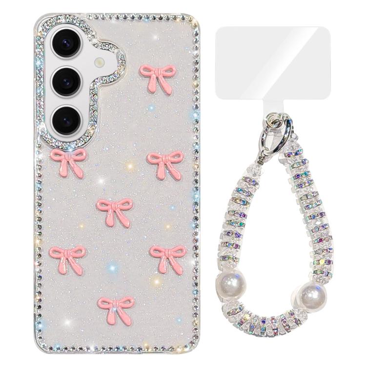Custodia per telefono IMD con fiocco colorato scintillante e bracciale, For Samsung Galaxy S24 5G, For Samsung Galaxy S23 Ultra 5G