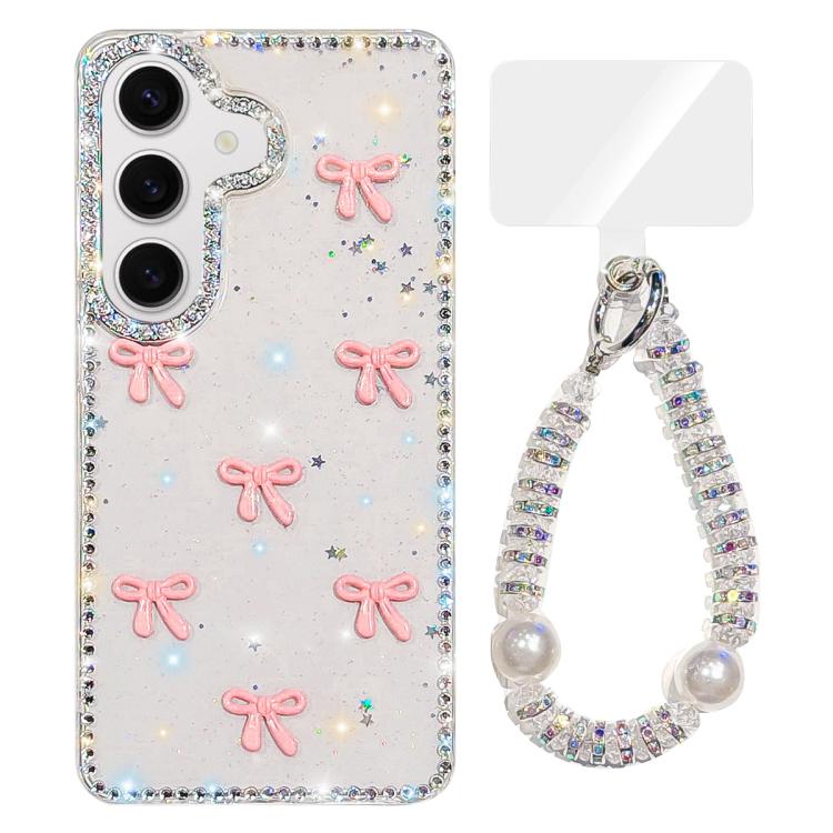 Custodia per telefono IMD con fiocco colorato scintillante e bracciale, For Samsung Galaxy S24 5G, For Samsung Galaxy S23 Ultra 5G
