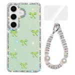 Custodia per telefono IMD con fiocco colorato scintillante e bracciale, For Samsung Galaxy S24 5G, For Samsung Galaxy S23 Ultra 5G