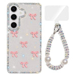 Custodia per telefono IMD con fiocco colorato scintillante e bracciale, For Samsung Galaxy S25 Ultra 5G, For Samsung Galaxy S24 FE 5G