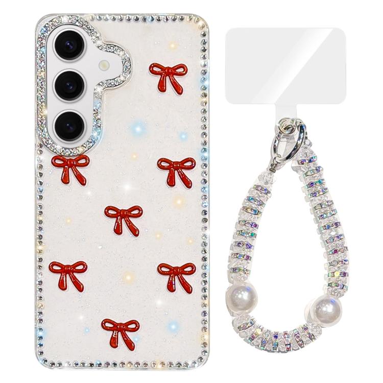 Custodia per telefono IMD con fiocco colorato scintillante e bracciale, For Samsung Galaxy S25 Ultra 5G, For Samsung Galaxy S24 FE 5G