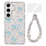 Custodia per telefono IMD con fiocco colorato scintillante e bracciale, For Samsung Galaxy S25 Ultra 5G, For Samsung Galaxy S24 FE 5G