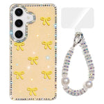 Custodia per telefono IMD con fiocco colorato scintillante e bracciale, For Samsung Galaxy S25 Ultra 5G, For Samsung Galaxy S24 FE 5G