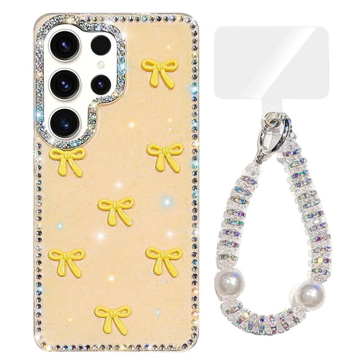 Custodia per telefono IMD con fiocco colorato scintillante e bracciale, For Samsung Galaxy S24 Ultra 5G, For Samsung Galaxy S24+ 5G