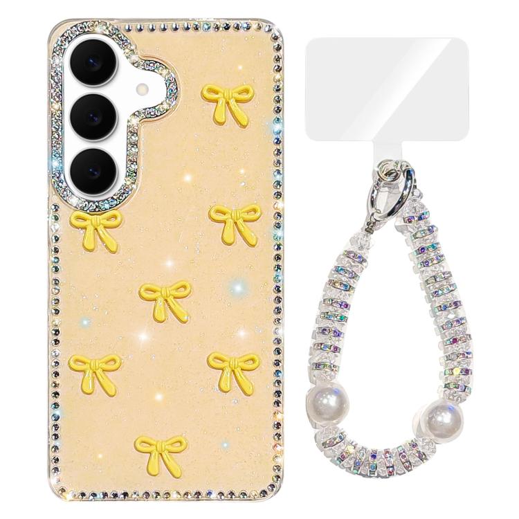 Custodia per telefono IMD con fiocco colorato scintillante e bracciale, For Samsung Galaxy S26 5G, For Samsung Galaxy S25 FE 5G