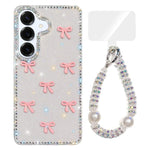 Custodia per telefono IMD con fiocco colorato scintillante e bracciale, For Samsung Galaxy S25 5G, For Samsung Galaxy S25+ 5G