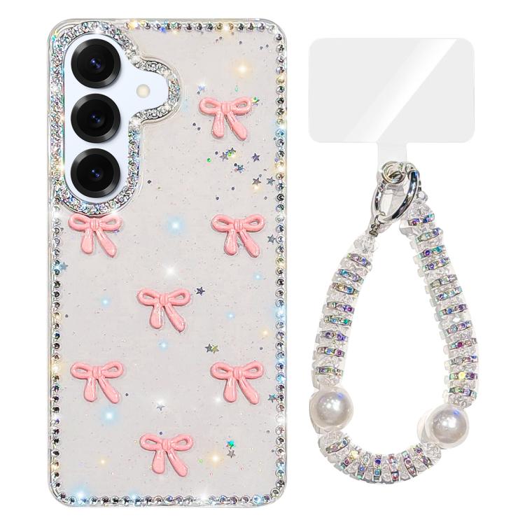 Custodia per telefono IMD con fiocco colorato scintillante e bracciale, For Samsung Galaxy S25 5G, For Samsung Galaxy S25+ 5G