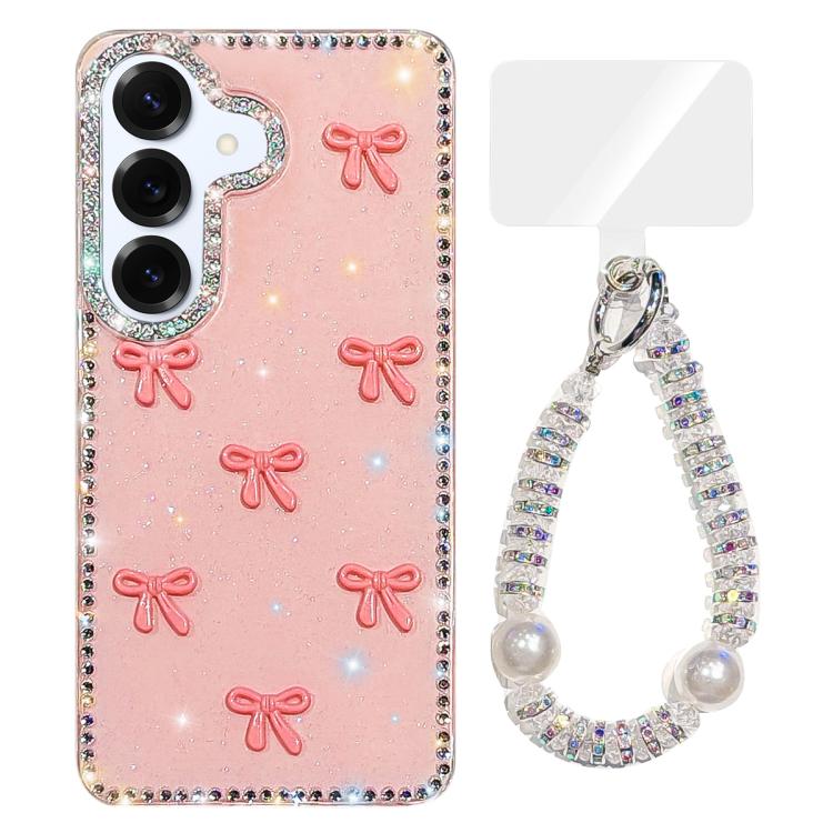 Custodia per telefono IMD con fiocco colorato scintillante e bracciale, For Samsung Galaxy S25 5G, For Samsung Galaxy S25+ 5G