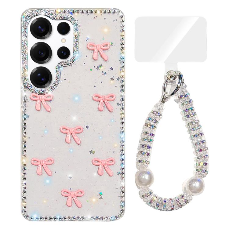 Custodia per telefono IMD con fiocco colorato scintillante e bracciale, For Samsung Galaxy S25 Ultra 5G, For Samsung Galaxy S24 FE 5G