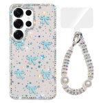 Custodia per telefono IMD con fiocco colorato scintillante e bracciale, For Samsung Galaxy S25 Ultra 5G, For Samsung Galaxy S24 FE 5G