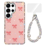 Custodia per telefono IMD con fiocco colorato scintillante e bracciale, For Samsung Galaxy S25 Ultra 5G, For Samsung Galaxy S24 FE 5G