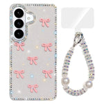 Custodia per telefono IMD con fiocco colorato scintillante e bracciale, For Samsung Galaxy S26 5G, For Samsung Galaxy S25 FE 5G