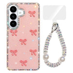 Custodia per telefono IMD con fiocco colorato scintillante e bracciale, For Samsung Galaxy S26 5G, For Samsung Galaxy S25 FE 5G