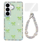 Custodia per telefono IMD con fiocco colorato scintillante e bracciale, For Samsung Galaxy S26 5G, For Samsung Galaxy S25 FE 5G