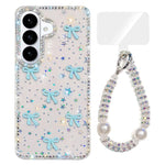 Custodia per telefono IMD con fiocco colorato scintillante e bracciale, For Samsung Galaxy S26+ 5G, For Samsung Galaxy S26 Ultra 5G