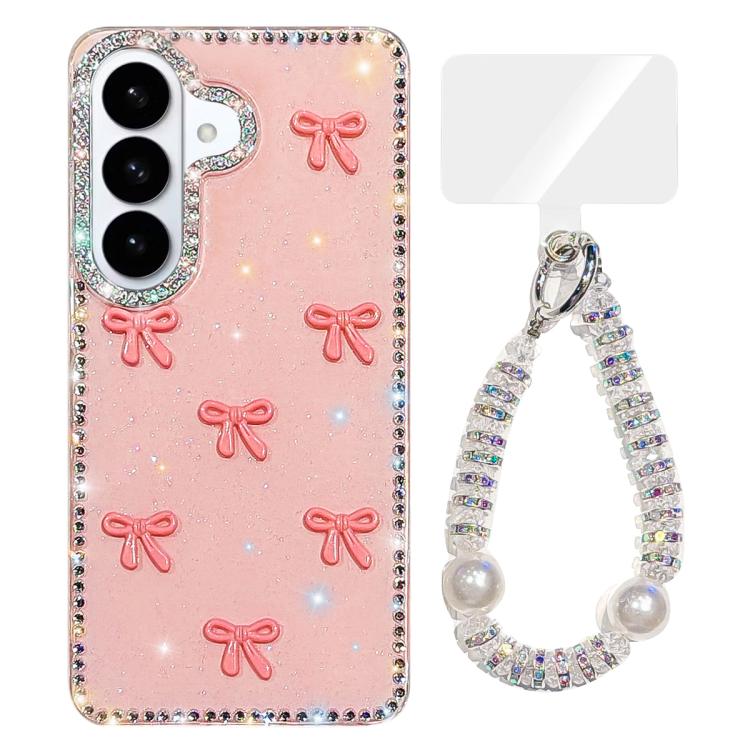 Custodia per telefono IMD con fiocco colorato scintillante e bracciale, For Samsung Galaxy S26+ 5G, For Samsung Galaxy S26 Ultra 5G