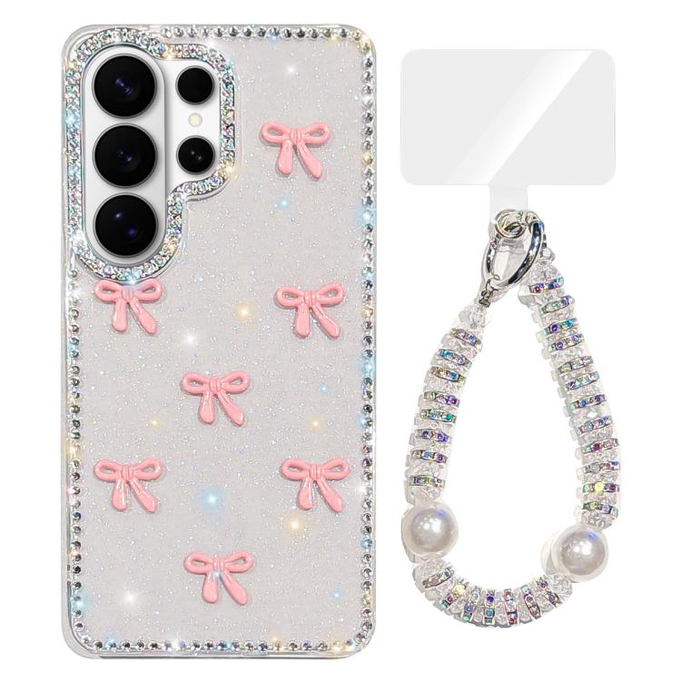 Custodia per telefono IMD con fiocco colorato scintillante e bracciale, For Samsung Galaxy S26+ 5G, For Samsung Galaxy S26 Ultra 5G
