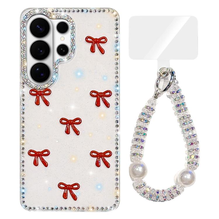 Custodia per telefono IMD con fiocco colorato scintillante e bracciale, For Samsung Galaxy S26+ 5G, For Samsung Galaxy S26 Ultra 5G