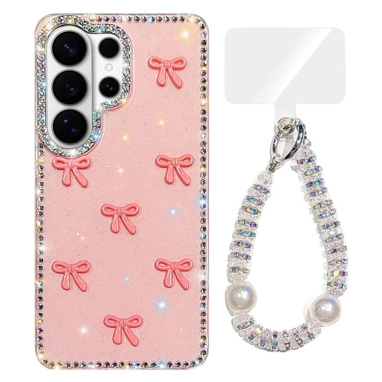 Custodia per telefono IMD con fiocco colorato scintillante e bracciale, For Samsung Galaxy S26+ 5G, For Samsung Galaxy S26 Ultra 5G