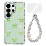 Custodia per telefono IMD con fiocco colorato scintillante e bracciale, For Samsung Galaxy S26+ 5G, For Samsung Galaxy S26 Ultra 5G