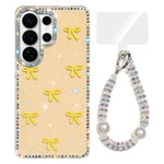 Custodia per telefono IMD con fiocco colorato scintillante e bracciale, For Samsung Galaxy S26+ 5G, For Samsung Galaxy S26 Ultra 5G