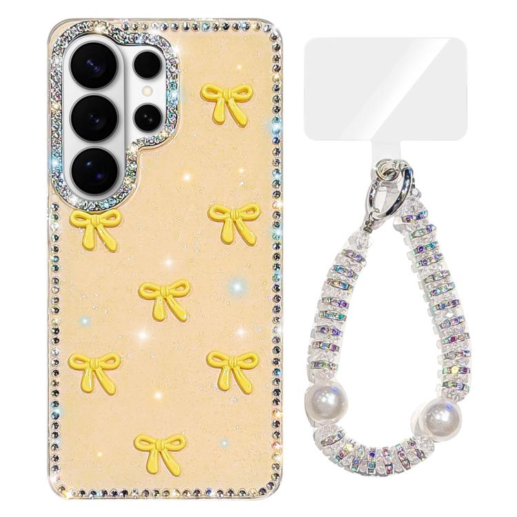 Custodia per telefono IMD con fiocco colorato scintillante e bracciale, For Samsung Galaxy S26+ 5G, For Samsung Galaxy S26 Ultra 5G