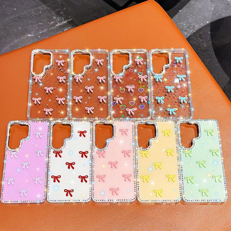 Custodia per telefono IMD con fiocco colorato scintillante e bracciale, For Samsung Galaxy S26+ 5G, For Samsung Galaxy S26 Ultra 5G