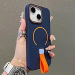 Custodia magnetica per telefono in TPU con cinturino in silicone, piacevole al tatto., For iPhone 14 Plus, For iPhone 14, For iPhone 14 Pro, For iPhone 14 Pro Max