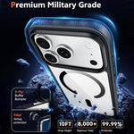 XDcase JINDUN Cover trasparente con pulsanti in metallo indipendenti e custodia magnetica per telefono, For iPhone 17 Pro Max, For iPhone 17 Pro, For iPhone 17