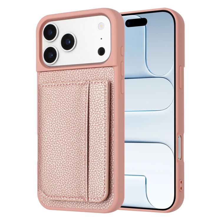 Porta carte magnetico con motivo litchi, custodia per telefono, For iPhone 17 Pro Max, For iPhone 17 Pro