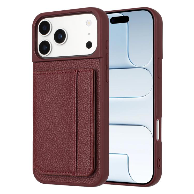 Porta carte magnetico con motivo litchi, custodia per telefono, For iPhone 17 Pro Max, For iPhone 17 Pro