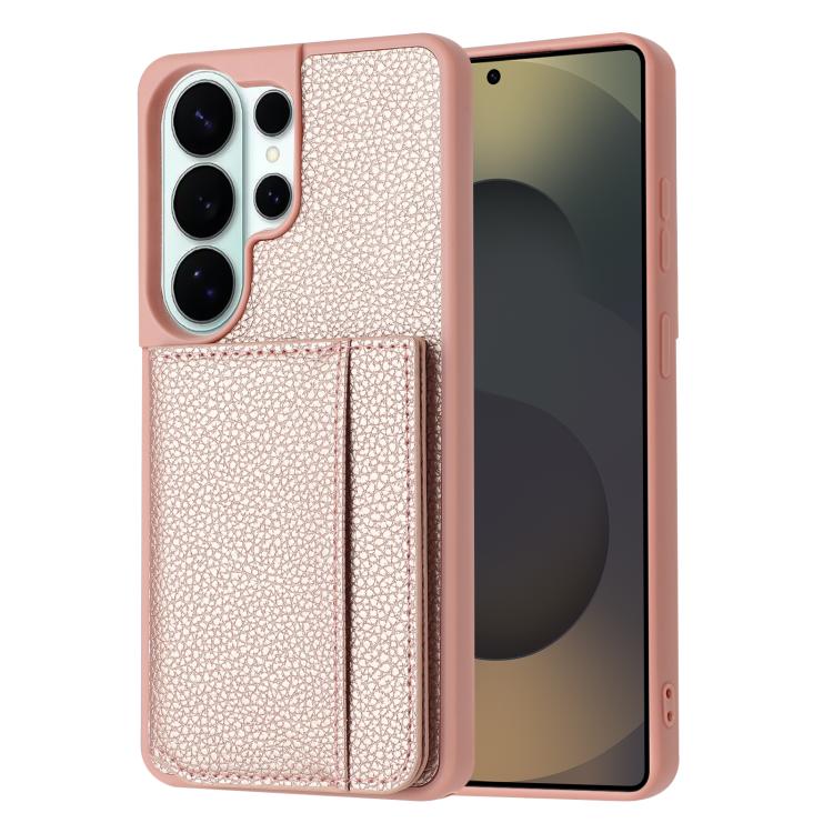 Porta carte magnetico con motivo litchi, custodia per telefono, For Samsung Galaxy S26+ 5G, For Samsung Galaxy S26 Ultra 5G, For Samsung Galaxy S26 5G, For Samsung Galaxy S25 FE 5G