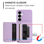 Porta carte magnetico con motivo litchi, custodia per telefono, For Samsung Galaxy S26+ 5G, For Samsung Galaxy S26 Ultra 5G, For Samsung Galaxy S26 5G, For Samsung Galaxy S25 FE 5G