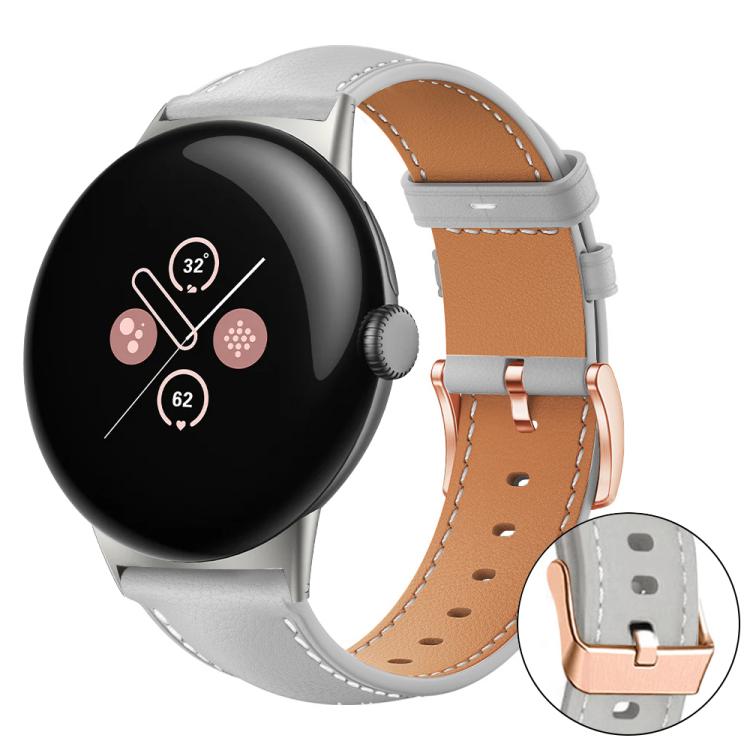 Cinturino per orologio xDfind in pelle vegana a grana fine con fibbia color oro rosa Black Shark, colore nero., For Google Pixel Watch 4 / 3 / 2 / 1 41mm