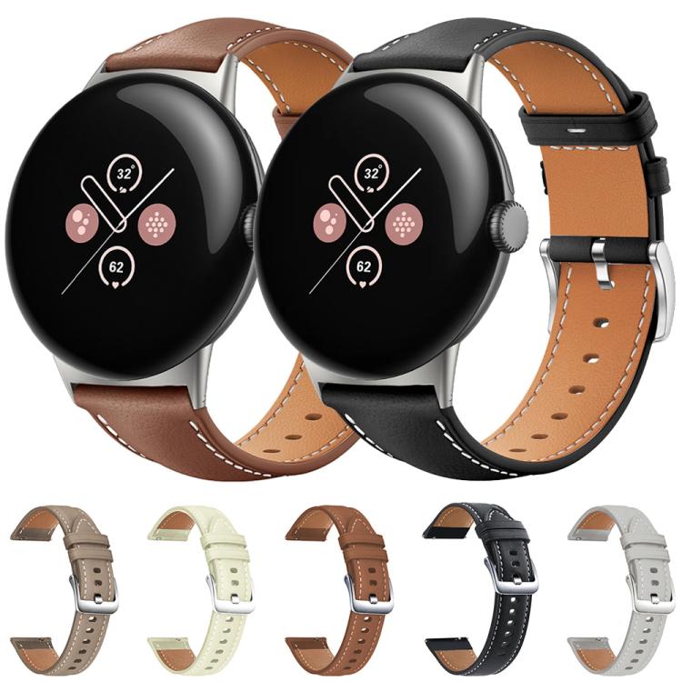 Cinturino per orologio xDfind Flat Head Black Shark in pelle a grana fine, For Google Pixel Watch 4 / 3 45mm, For Google Pixel Watch 4 / 3 / 2 / 1 41mm
