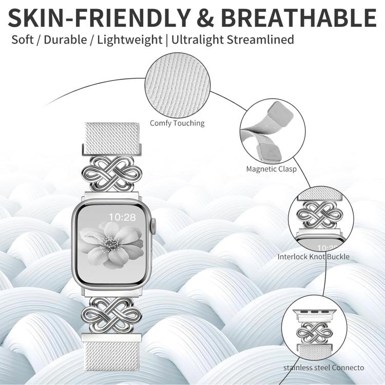 Cinturino per orologio xDfind in nylon intrecciato con nodo cinese e fibbia magnetica, For Apple Watch 42 / 44 / 45 / 46 / 49mm, For Apple Watch 38 / 40 / 41 / S11 42mm