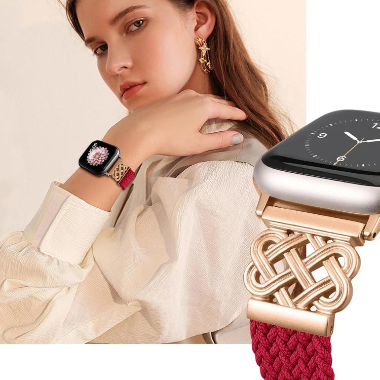 Cinturino per orologio xDfind in nylon intrecciato con nodo cinese e fibbia magnetica arcobaleno, For Apple Watch 42 / 44 / 45 / 46 / 49mm, For Apple Watch 38 / 40 / 41 / S11 42mm