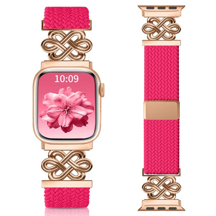 Cinturino per orologio xDfind in nylon intrecciato con nodo cinese e fibbia magnetica arcobaleno, For Apple Watch 42 / 44 / 45 / 46 / 49mm, For Apple Watch 38 / 40 / 41 / S11 42mm