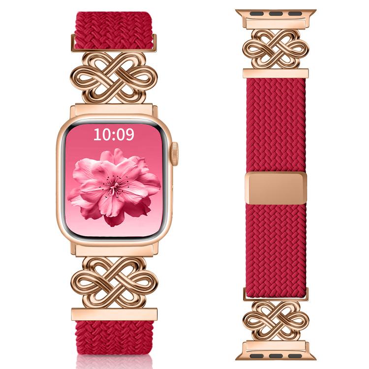Cinturino per orologio xDfind in nylon intrecciato con nodo cinese e fibbia magnetica arcobaleno, For Apple Watch 42 / 44 / 45 / 46 / 49mm, For Apple Watch 38 / 40 / 41 / S11 42mm