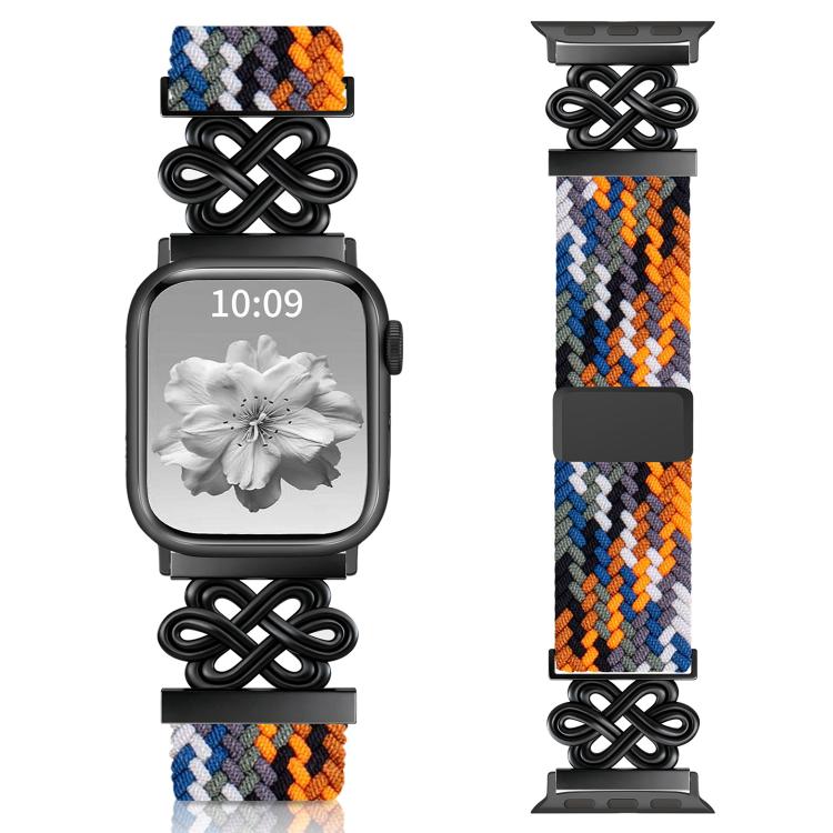 Cinturino per orologio xDfind in nylon intrecciato con nodo cinese e fibbia magnetica arcobaleno, For Apple Watch 42 / 44 / 45 / 46 / 49mm, For Apple Watch 38 / 40 / 41 / S11 42mm