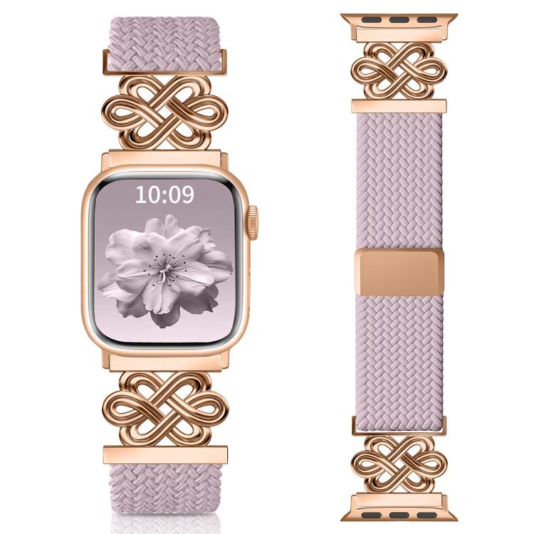 Cinturino per orologio xDfind in nylon intrecciato con nodo cinese e fibbia magnetica arcobaleno, For Apple Watch 42 / 44 / 45 / 46 / 49mm, For Apple Watch 38 / 40 / 41 / S11 42mm
