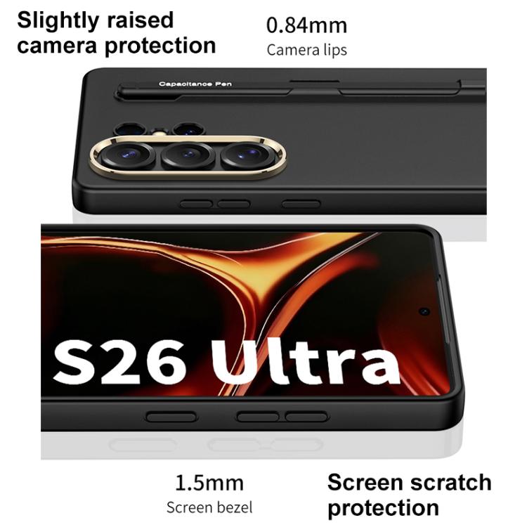 Custodia per telefono GKK ultra sottile in PC a copertura totale con scomparto per penna e stilo, For Samsung Galaxy S26 Ultra 5G