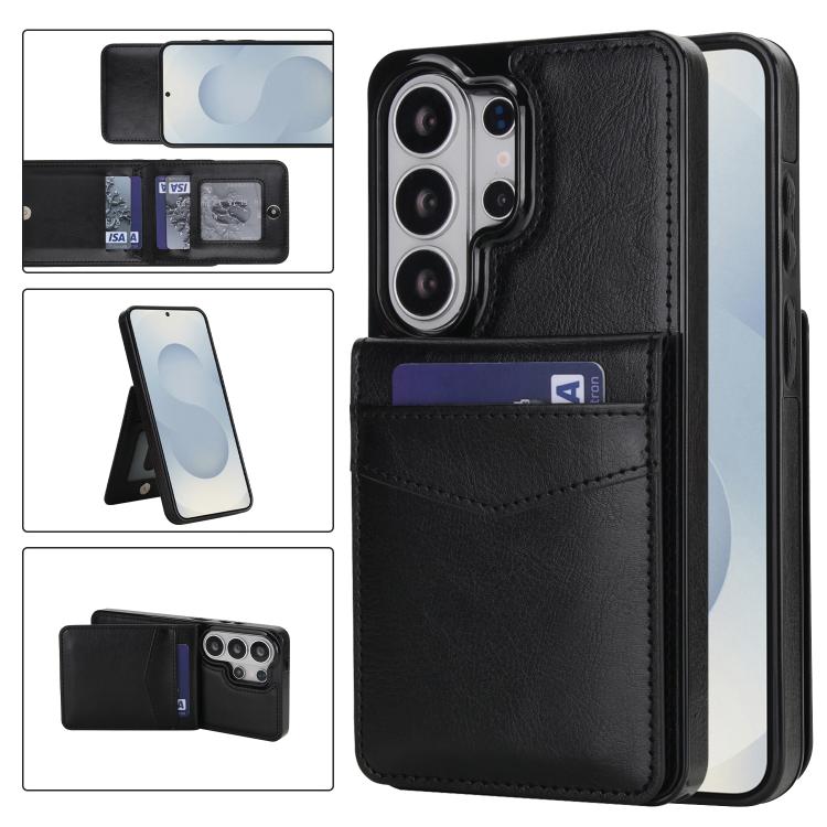 Custodia per telefono in PU con slot per carte a tinta unita, For Samsung Galaxy S26+ 5G, For Samsung Galaxy S26 Ultra 5G, For Samsung Galaxy S26 5G