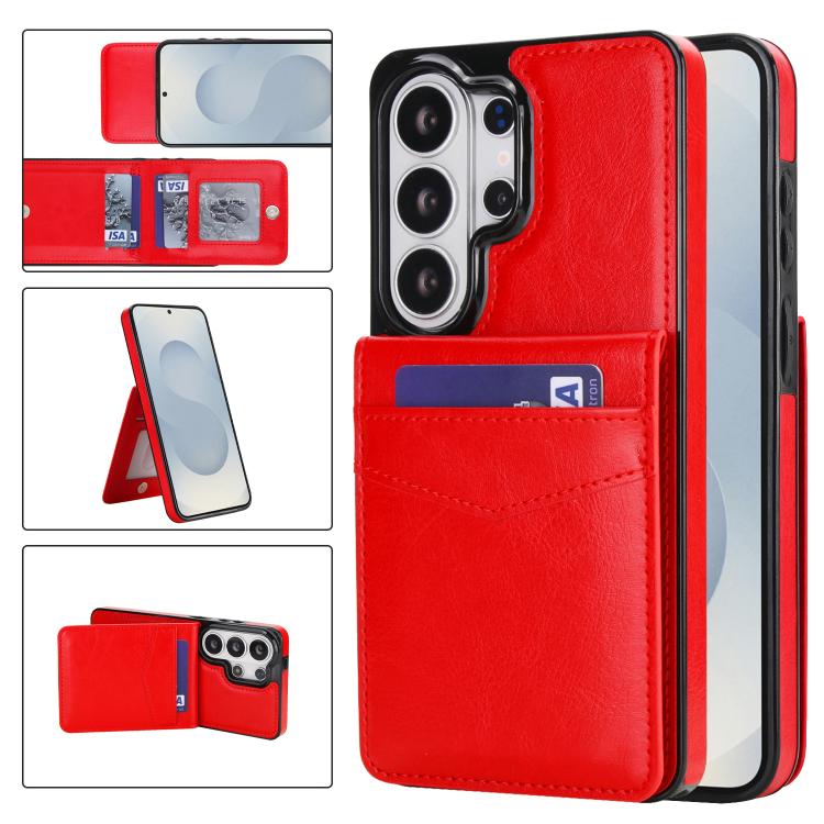 Custodia per telefono in PU con slot per carte a tinta unita, For Samsung Galaxy S26+ 5G, For Samsung Galaxy S26 Ultra 5G, For Samsung Galaxy S26 5G