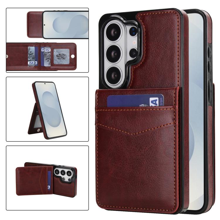 Custodia per telefono in PU con slot per carte a tinta unita, For Samsung Galaxy S26+ 5G, For Samsung Galaxy S26 Ultra 5G, For Samsung Galaxy S26 5G