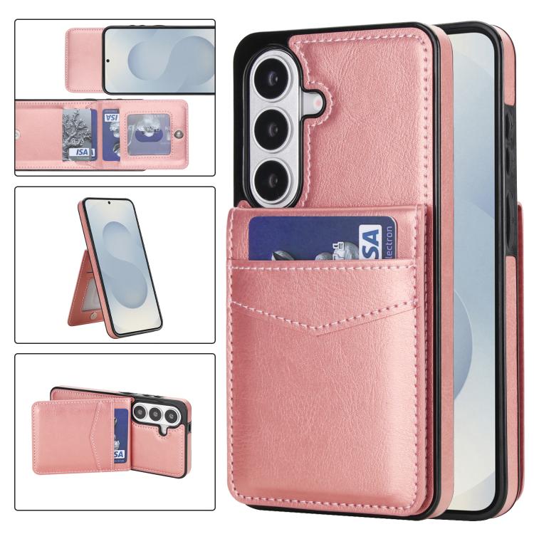 Custodia per telefono in PU con slot per carte a tinta unita, For Samsung Galaxy S26+ 5G, For Samsung Galaxy S26 Ultra 5G, For Samsung Galaxy S26 5G