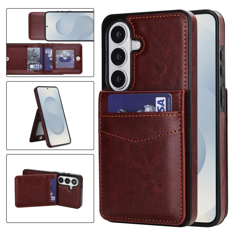 Custodia per telefono in PU con slot per carte a tinta unita, For Samsung Galaxy S26+ 5G, For Samsung Galaxy S26 Ultra 5G, For Samsung Galaxy S26 5G