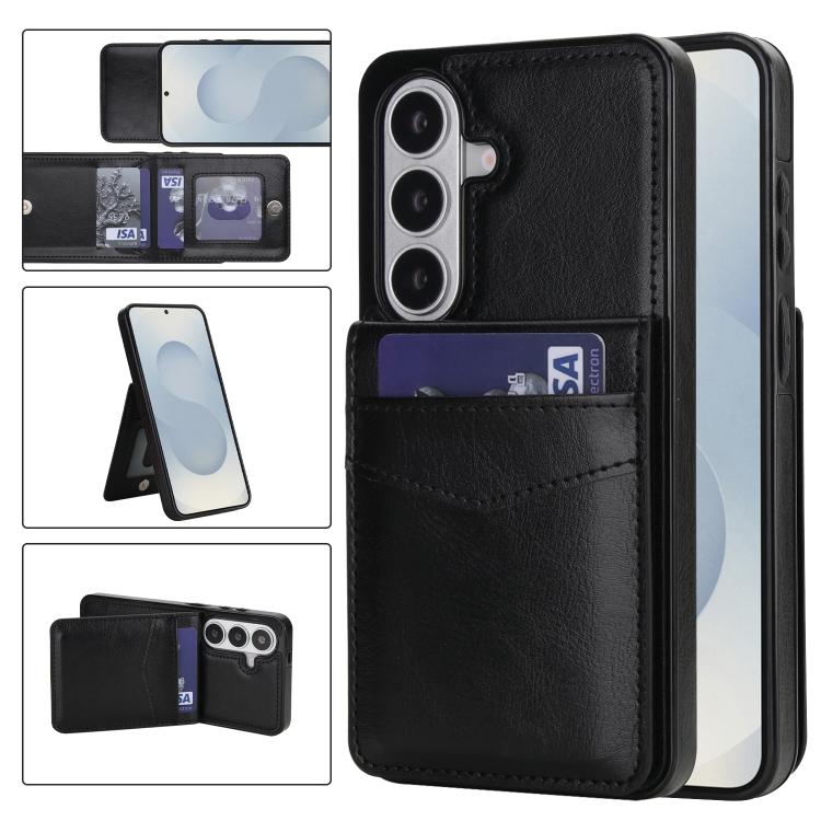 Custodia per telefono in PU con slot per carte a tinta unita, For Samsung Galaxy S26+ 5G, For Samsung Galaxy S26 Ultra 5G, For Samsung Galaxy S26 5G